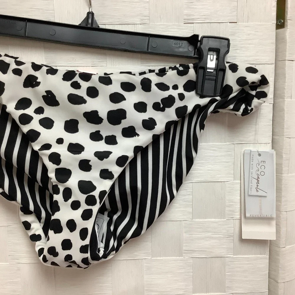 NWT Rasins reversible bikini bottom black white size Medium